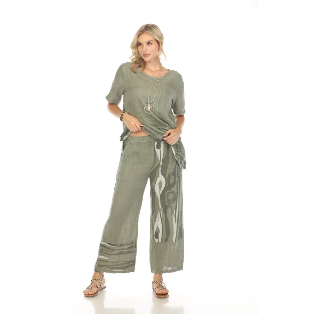 Olive Abstract Print Wide Leg Pant